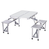 四座位鋁合金摺疊野餐桌 | 摺疊桌椅套裝 - 銀色