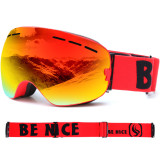 BENICE 大球面雙層防霧滑雪護目鏡 (SNOW3104) | 25.4%透光率 | 適合晴天 陰天 |可配合眼鏡用 | 滑雪眼鏡 - 紅色