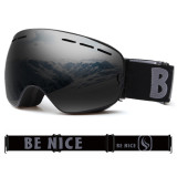 BENICE 大球面雙層防霧滑雪護目鏡 (SNOW3108) | 可配合眼鏡用 滑雪眼鏡 - 黑色