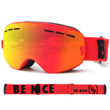 BENICE 兒童款滑雪眼鏡 SNOW-4304 | 大球面雙層防霧滑雪護目鏡 | 可配合眼鏡用滑雪鏡 紅色