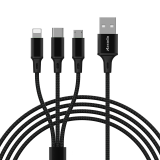 AZEADA 1.2米 三合一快充數據線 (PD-B92th) | Mircro Type-C Lightening | 多用途一拖三充電線 - 黑色