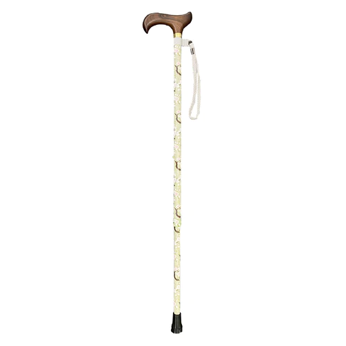銀適可調節式拐杖(復古設計)|10段高度調節 - 綠色梅花圖案