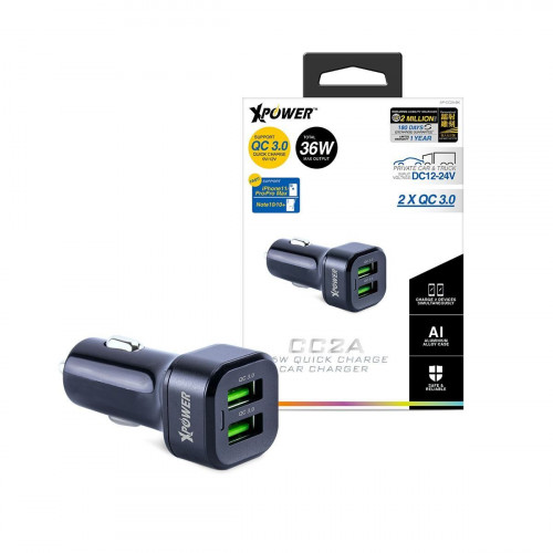XPower CC2A 36W USB快充車用充電器 | 香港行貨一年保養