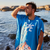 NatureHike 夏季速乾吸濕沙灘浴袍 (NH19SP002) | 防曬斗篷沙灘浴巾  - 藍色L碼