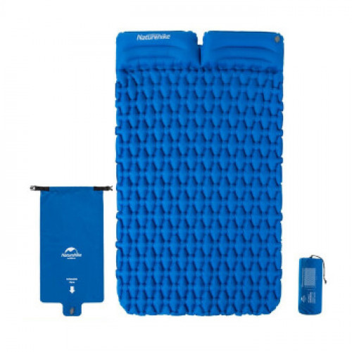 NatureHike FC13 氣袋式超輕雙人充氣墊帶枕頭 (NH19Z013-P) | 戶外帳篷睡墊露營加厚防潮墊 - 藍色
