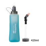 NatureHike 420ml TPU摺疊矽膠軟體水杯 (NH17S028-B) | 跑步運動水壺 帶額外吸嘴 - 420ml