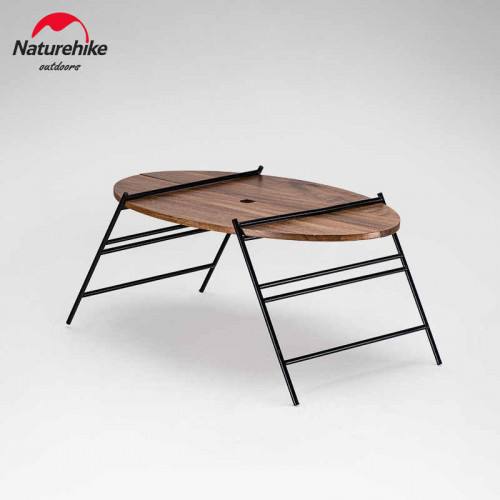 NatureHike 戶外可摺疊橢圓桌 (NH20JJ018) - 原木色 | 便攜式露營野餐折疊桌