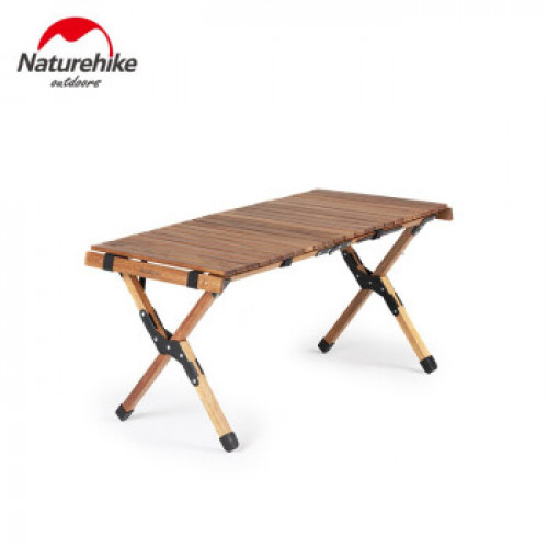 NatureHike 戶外蛋捲摺疊桌 (NH19JJ009) | 便攜式桌子露營實木燒烤野餐桌 - 深啡色小款
