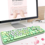 MOFII 摩天手藍芽無線鍵盤滑鼠套裝 | 打字機手感 少女粉混彩懸浮式按鍵 機械手感 - 綠色混彩