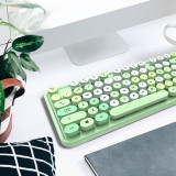 MOFII 摩天手藍芽無線鍵盤滑鼠套裝 | 打字機手感 少女粉混彩懸浮式按鍵 機械手感 - 綠色混彩