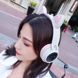 CAT EAR 炫彩貓耳藍牙耳機耳罩 | 藍芽5.0閃速連接 15小時超長續航 - 紫粉