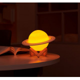 夢幻3D打印星際土星燈 | 逼真土星環 觸控三色柔光切換 伴睡小夜燈
