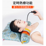 八味中藥填充充氣熱敷保健枕頭 | 充氣高度調節 USB恆溫發熱理療 天絲綢緞  - 紫色