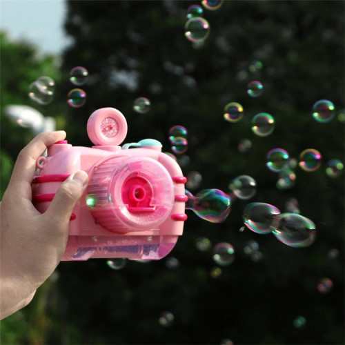 創意趣味兒童泡泡相機 | 聲光快門模擬 全自動吹泡泡玩具 - 粉紅色