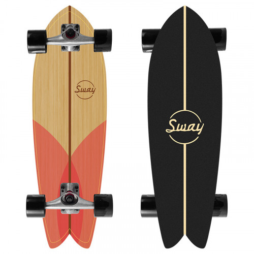 SWAY SurfSkate CX4 陸地衝浪板滑板 | 四輪滑板模擬衝浪滑雪訓練魚板 - 紅尾