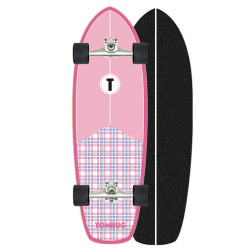 TOMBUG SurfSkate 陸地衝浪板滑板 | 四輪滑板模擬衝浪滑雪訓練魚板 - 粉紅色