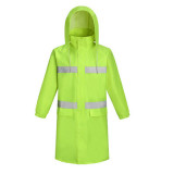 成人長款加厚反光雨衣 - 綠色175cm身高適用 | 戶外工作 反光衣 | 雙門襟