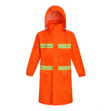 成人長款加厚反光雨衣 - 橙色170cm身高適用 | 戶外工作 反光衣 | 雙門襟