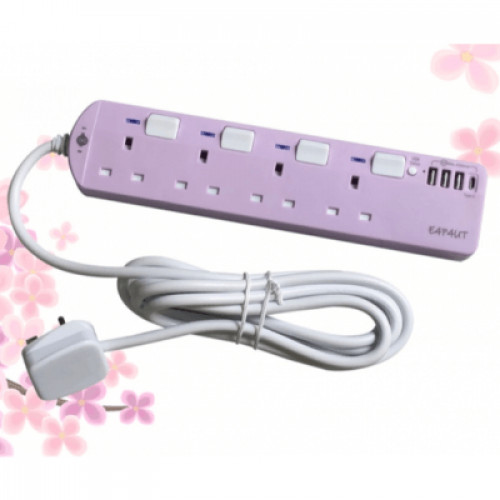 Eight 4位拖板連時間設定USB充電器 紫色 E4P4UT 香港行貨