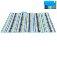 便攜可折疊牛津布野餐墊 沙灘墊 | 防水 | 可摺疊 - 藍色條紋 (1.5x2m)