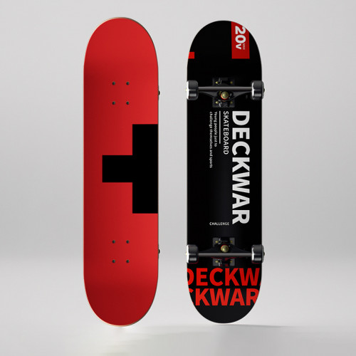 Deckwar 入門雙翹四輪花式滑板 - 紅色