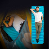 Naturehike 70D尼龍TPU連枕頭超輕充氣戶外睡墊 (NH18Q001-D) - 藍色標準款連保溫棉 | 自動充氣