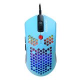 Dragon War ELE-G26蜂窩形RGB燈效 65g 超輕滑鼠 - 藍色 | 6400DPI | 香港行貨 - 藍色