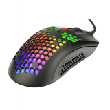 Dragon War ELE-G26蜂窩形RGB燈效 65g 超輕滑鼠 - 黑色 | 6400DPI | 香港行貨 - 黑色
