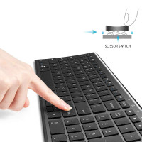 iClever IC-BK10可充電藍牙5.1全尺寸超薄鍵盤 - 黑色 | 連數字鍵盤 | 人體工學設計 | 香港行貨 - 黑色