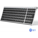 iClever IC-BK10可充電藍牙5.1全尺寸超薄鍵盤 - 黑色 | 連數字鍵盤 | 人體工學設計 | 香港行貨 - 黑色