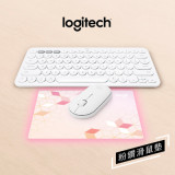 羅技 Logitech K380 白色 + Pebble M350 白色 藍牙鍵盤滑鼠套裝 (送型格粉紅滑鼠墊) 英文版 K380M350Whi 香港行貨