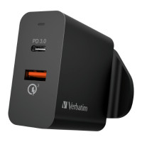 Verbatim 66390 2插36W USB快速充電器 | PD 3.0 | QC 3.0 | 香港行貨