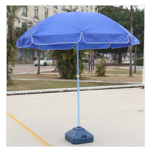 2.4m戶外特大遮陽沙灘傘連底座 - 藍色 | 加密牛津布 | 防水防污加固