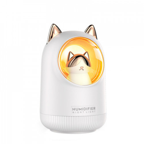 M305 萌寵貓咪帶電池款加濕器 - 白色 | 滋潤皮膚 | 七彩夜燈 | 靜音運作