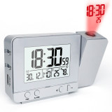 FANJU LED 投影鐘 - 銀色 | 緩升鬧鐘 | 手機電源 | 溫濕度檢測