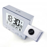 FANJU LED 投影鐘 - 銀色 | 緩升鬧鐘 | 手機電源 | 溫濕度檢測