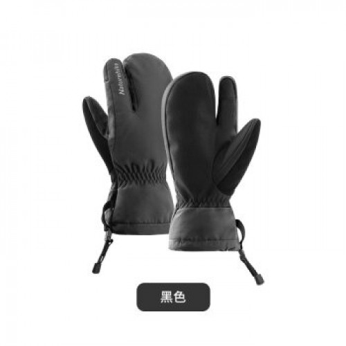 NatureHike GL12羽絨加厚三指滑雪手套 - 黑色M碼 (NH21FS082) | 防水防寒 | 3M暖絨 - 黑色M碼
