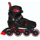美洲獅 MZS787 火烈鳥滾軸溜冰鞋 - 黑紅色大碼(38-41) | 尺寸可調 | 高彈力滾輪