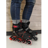 美洲獅 MZS787 火烈鳥滾軸溜冰鞋 - 黑紅色中碼(34-37) | 尺寸可調 | 高彈力滾輪