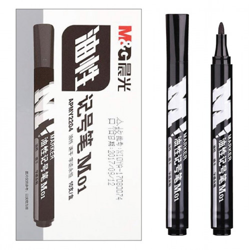 M&G 晨光文具 - 圓頭箱頭筆 - 黑(10支裝) - 黑色