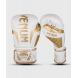 Venum ELITE 成人拳套 - 白配金色 8oz | 高級半皮革 | 強化掌部保護