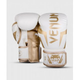 Venum ELITE 成人拳套 - 白配金色 10oz | 高級半皮革 | 強化掌部保護