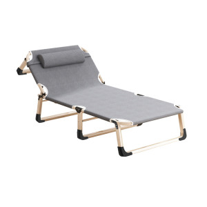 四腳開合簡易尼龍摺疊床 - 銀灰色帶棉墊 | 68cm大床面 | 摺疊收納