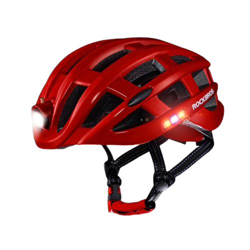 ROCKBROS 照明警示燈安全頭盔 - 紅色 | 發光頭盔 | 單車頭盔