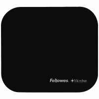 Fellowes Microban® 防菌滑鼠墊(黑色) | 柔軟光滑 | 耐用軟膠 - 黑色