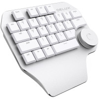 DELUX T11 單手設計用快捷鍵盤 - 白色 | 自定義快捷鍵 | 智能旋鈕 | 調節筆觸