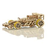 波蘭 WOODEN CITY DIY木制機F1賽車動力模型 - 木色版 | 巧妙木榫組裝 | 齒輪驅動動力模型 | 波蘭製造