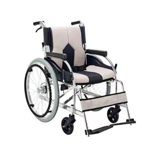日本ichigo ichie KC-2 加寬型鋁合金超輕便可摺疊手動輪椅 - 米白 | 可拆卸脚踏板