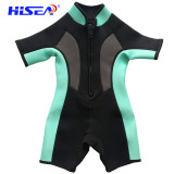 HISEA 2.5mm 防曬保暖連體短袖兒童泳衣 - 黑藍色6號