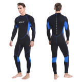 HISEA 3mm 男裝長袖連體衝浪潛水衣 - 藍色L碼